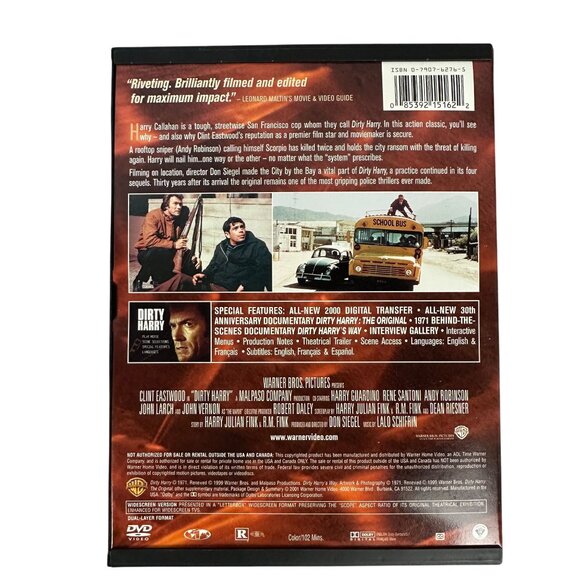 Clint Eastwood Dirty Harry DVD Warner Bros Action Crime 1971 R Region 1 Drama - Picture 2 of 8